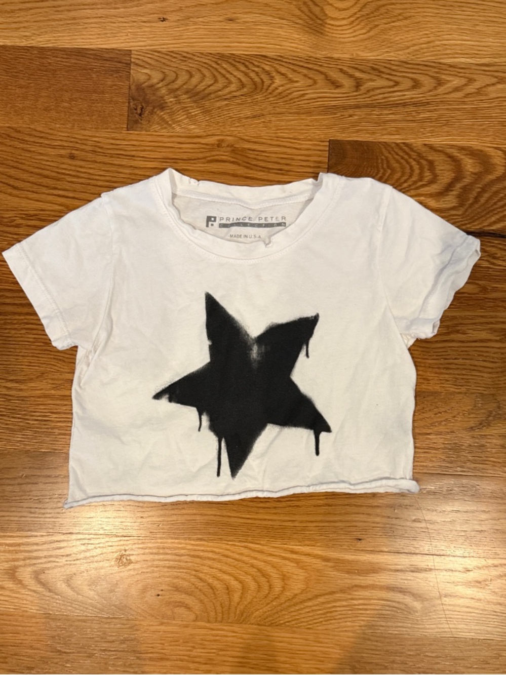 Prince Peter Collection White Crop Tee with Black Star